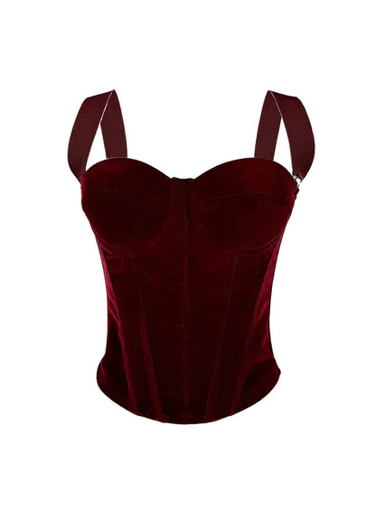 Embrace â€?Velvet Strap-Detail Corset
