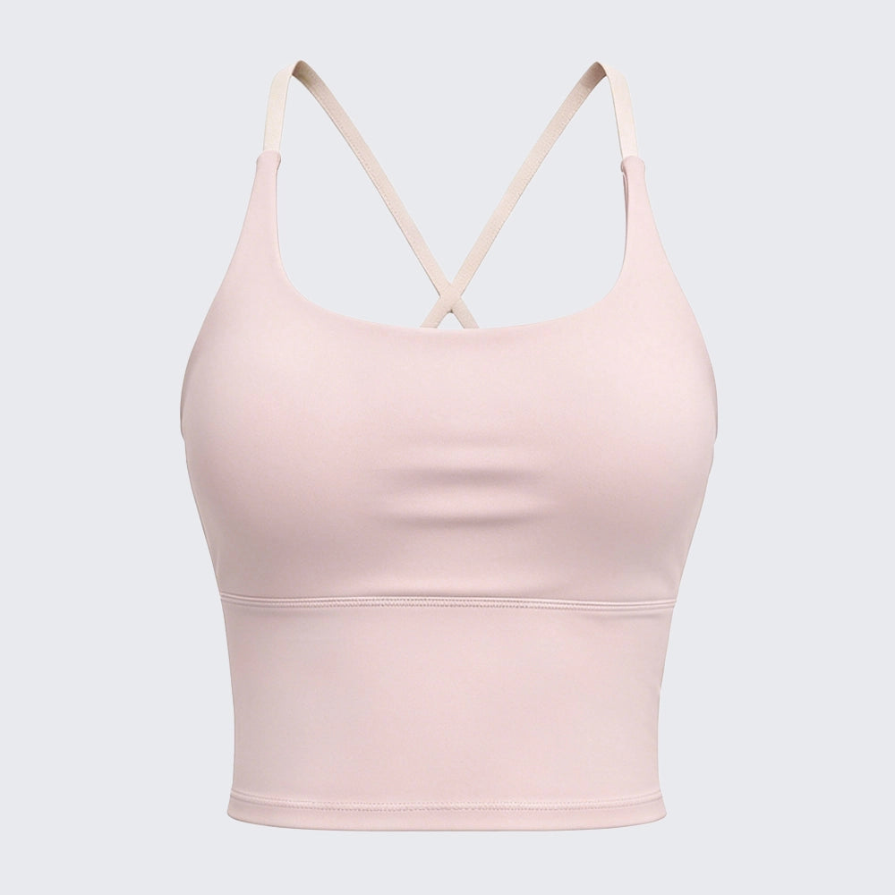 Padded Cross Strap Backless Yoga Cami High Elastic Naked Feel Workout