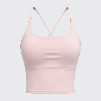 Padded Cross Strap Backless Yoga Cami High Elastic Naked Feel Workout