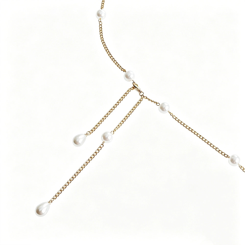 [2+ Items, 300 EGP Each] Versatile Faux Pearl Waist Chain for Women Simple Fashion Design