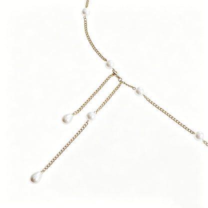 [2+ Items, 300 EGP Each] Versatile Faux Pearl Waist Chain for Women Simple Fashion Design