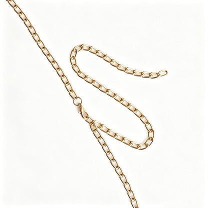[2+ Items, 300 EGP Each] Women's Casual Faux Pearl Drop Waist Chain Simple Versatile Belt
