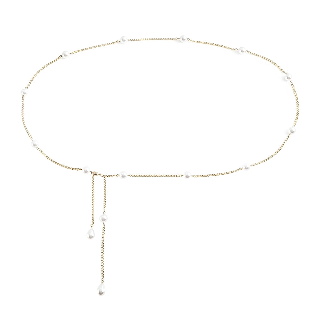 [2+ Items, 300 EGP Each] Versatile Faux Pearl Waist Chain for Women Simple Fashion Design