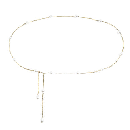 [2+ Items, 300 EGP Each] Versatile Faux Pearl Waist Chain for Women Simple Fashion Design