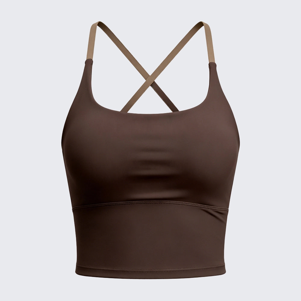 Padded Cross Strap Backless Yoga Cami High Elastic Naked Feel Workout