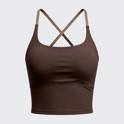 Padded Cross Strap Backless Yoga Cami High Elastic Naked Feel Workout