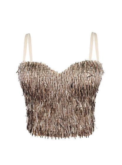 Glint – Sequin & Bead-Embellished Camisole Crop Top