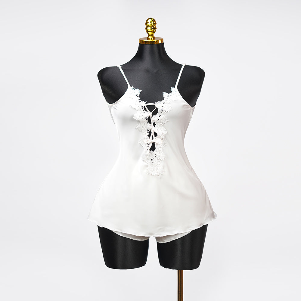 Satin Floral Lace Pajamas Set Nightwear