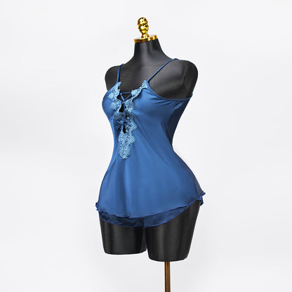 Satin Floral Lace Pajamas Set Nightwear