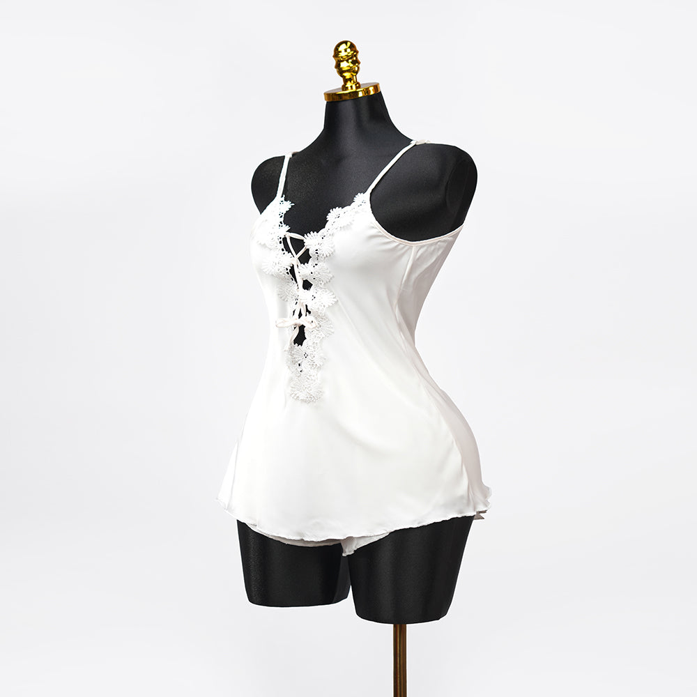 Satin Floral Lace Pajamas Set Nightwear