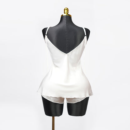 Satin Floral Lace Pajamas Set Nightwear