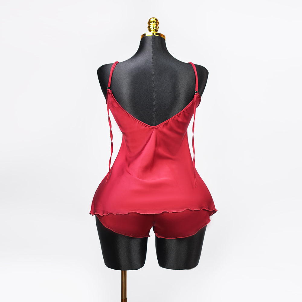 Satin Floral Lace Pajamas Set Nightwear