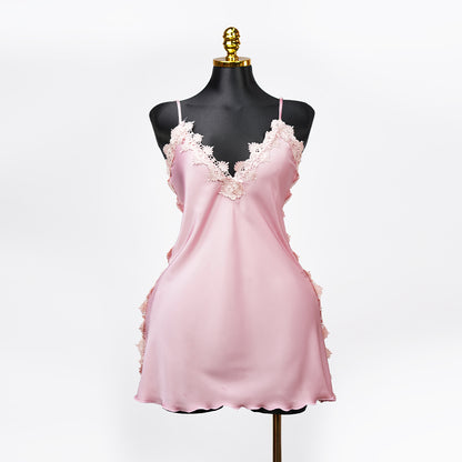 Satin Floral Lace Dress Mini Slip Nightwear