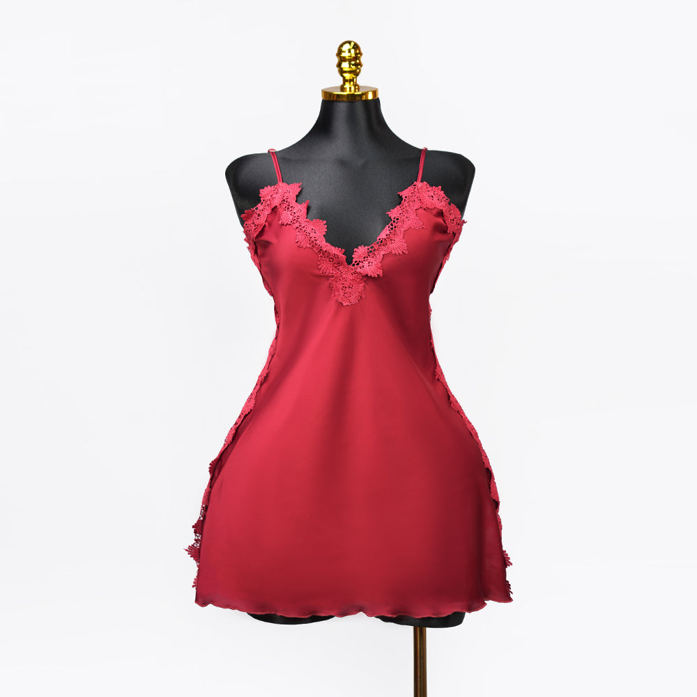 Satin Floral Lace Dress Mini Slip Nightwear