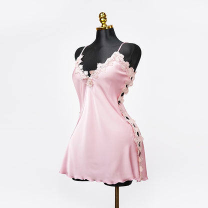 Satin Floral Lace Dress Mini Slip Nightwear