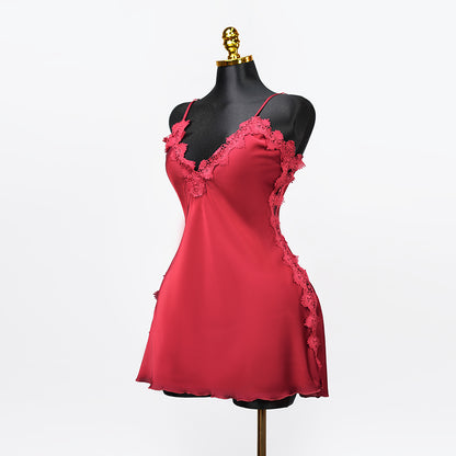 Satin Floral Lace Dress Mini Slip Nightwear