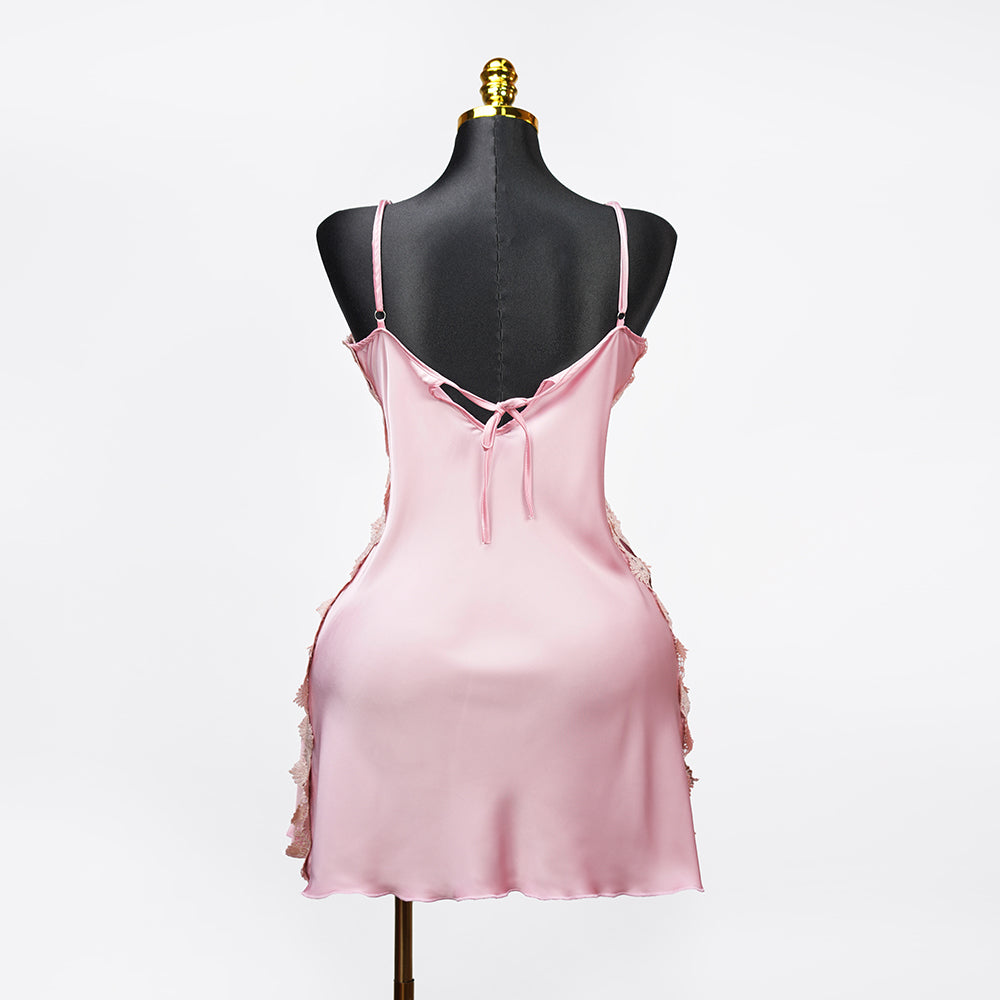 Satin Floral Lace Dress Mini Slip Nightwear