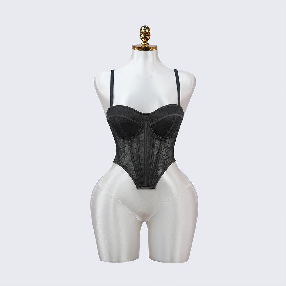 Black Floral Lace Sculpting Corset