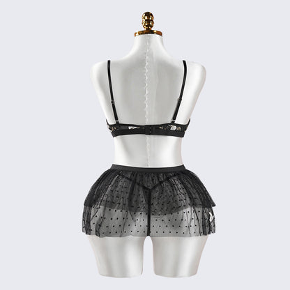 Black Lace Butterfly Embroidery Bra & Panty Set