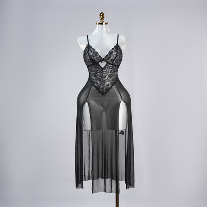 Black Lace Floral Print Negligees