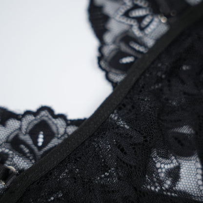 Black Lace Floral Print Negligees