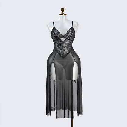Black Lace Floral Print Negligees