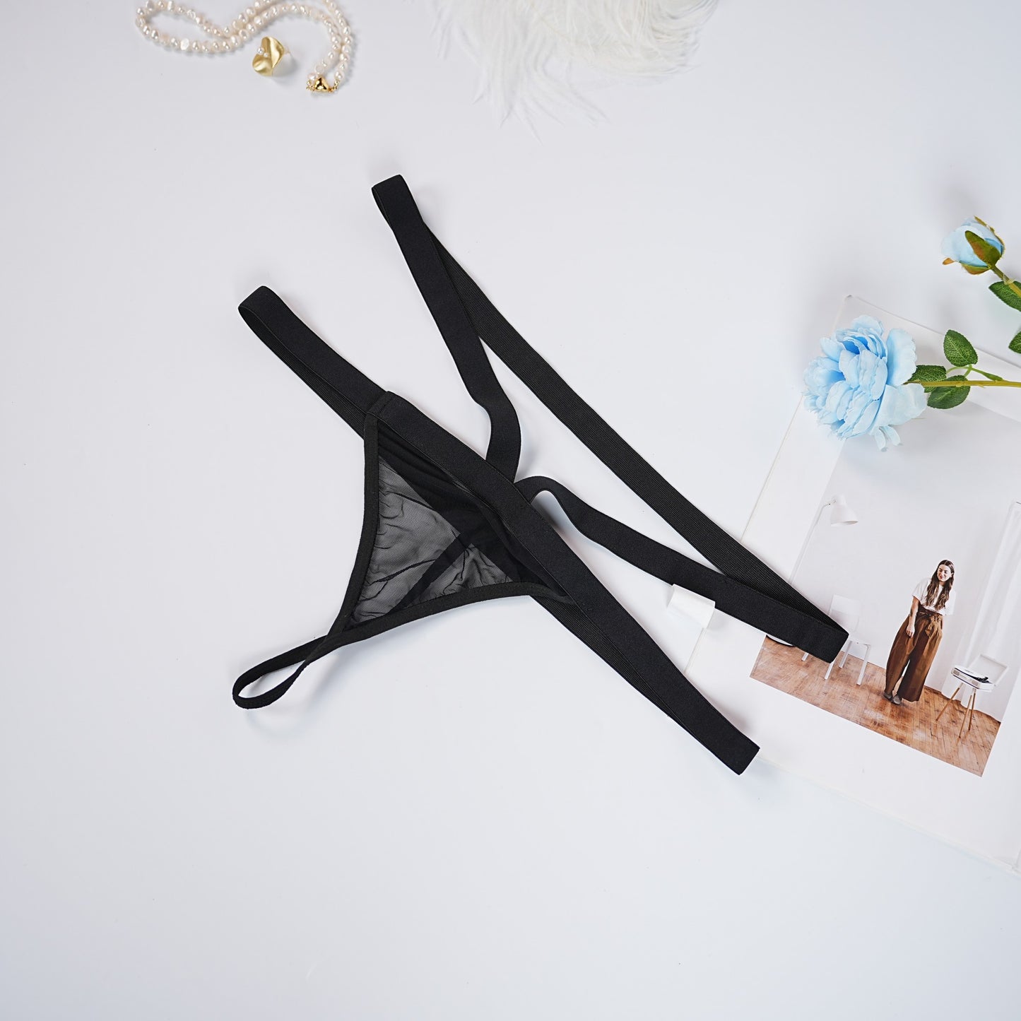 Black Strapping Cut-out Bra Panty Set