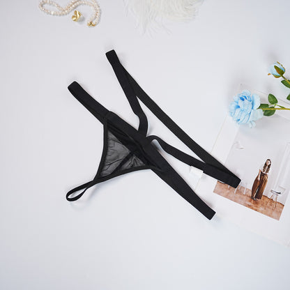 Black Strapping Cut-out Bra Panty Set