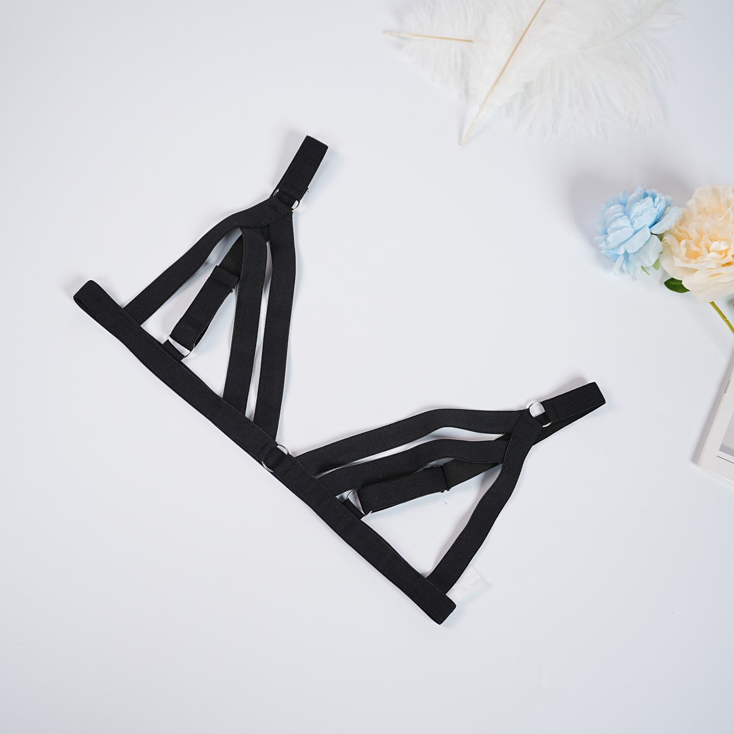 Black Strapping Cut-out Bra Panty Set