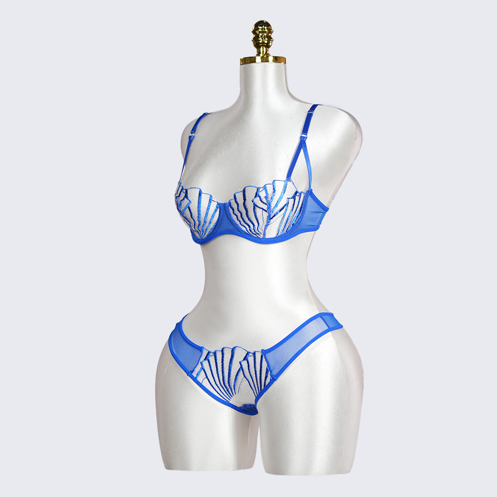 Geometric Lace Embroidery Lingerie Set