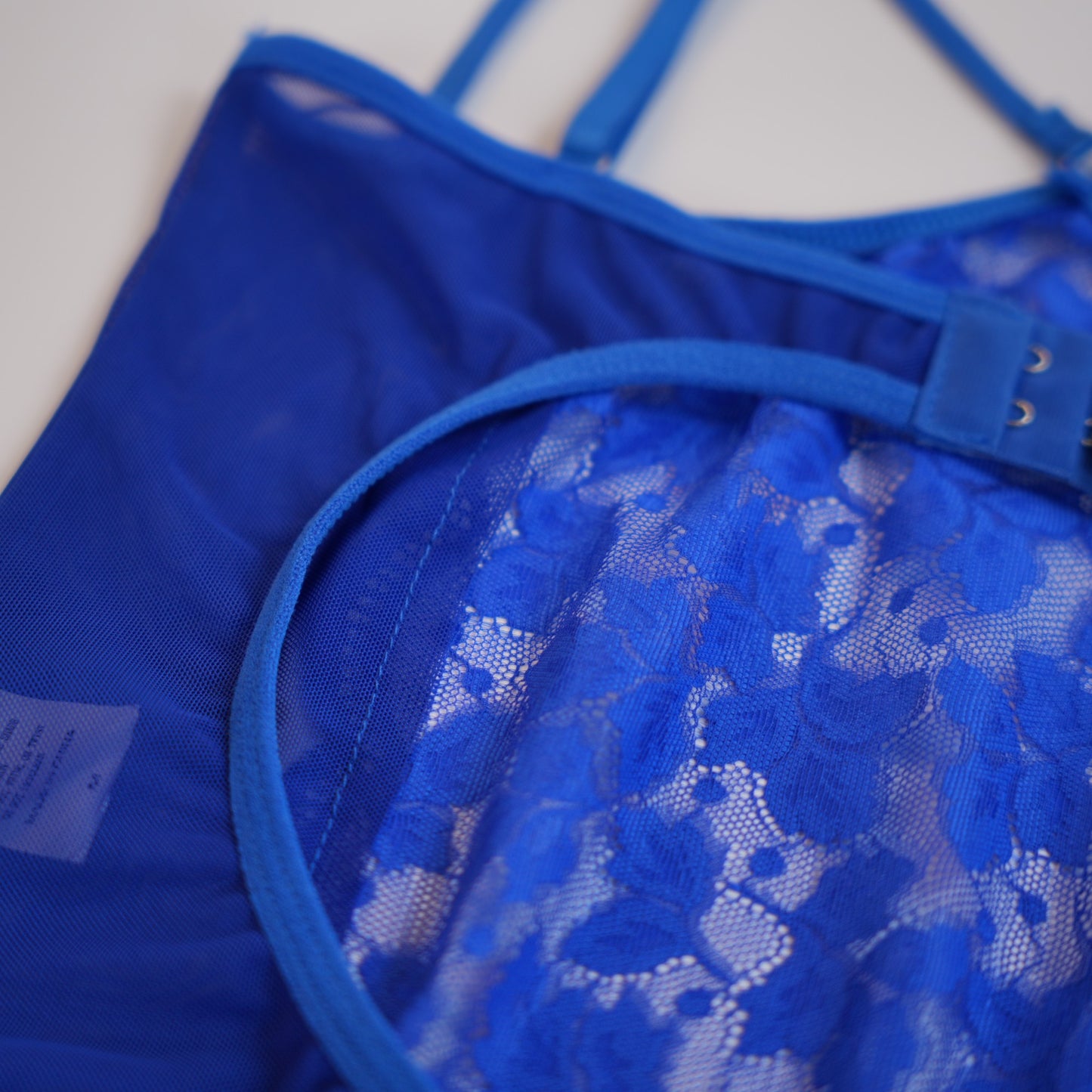 Blue Lace Open Crotch Design Bodysuit