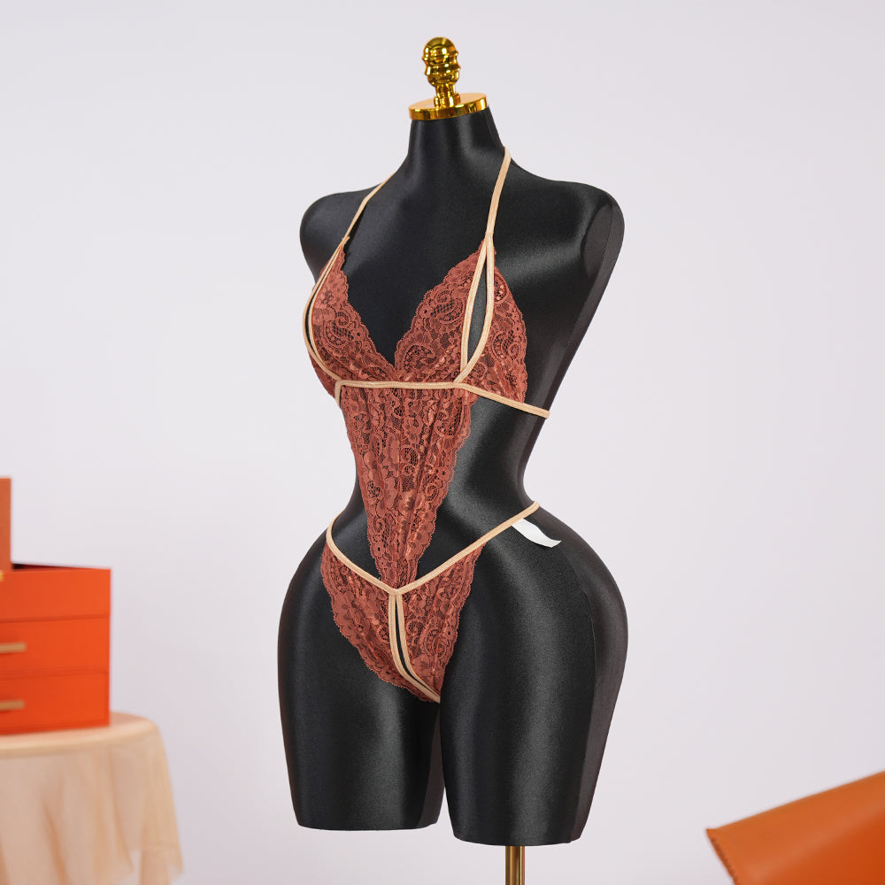 Burgundy Red Lace Bodysuit