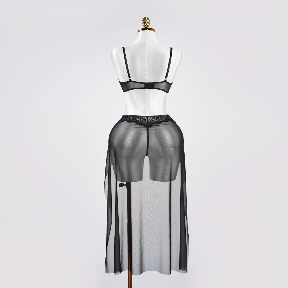 Sheer Black Lace Slip Dress