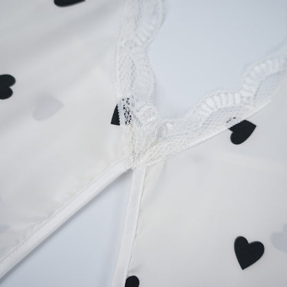 Chic Heart Pattern Two-Piece Pajama Set