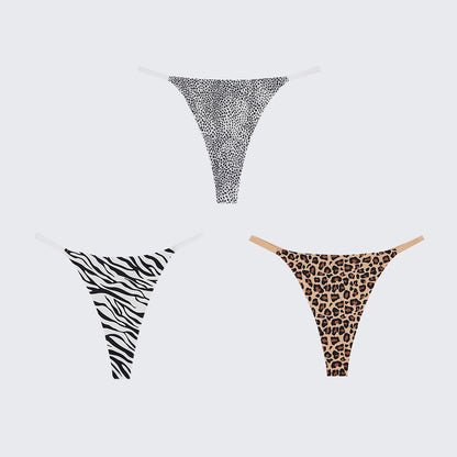 Ice Silk Seamless Low Rise Leopard Thong Panty
