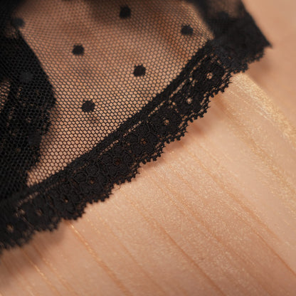 Black Polka Dot Mesh Gauze Top Panty Set