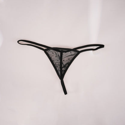 Black Polka Dot Mesh Gauze Top Panty Set