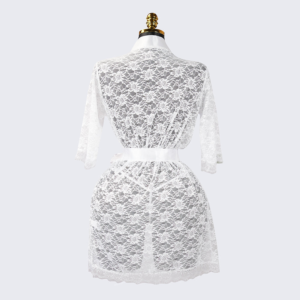Lace Embroidered Sheer Hollow-Out Robe