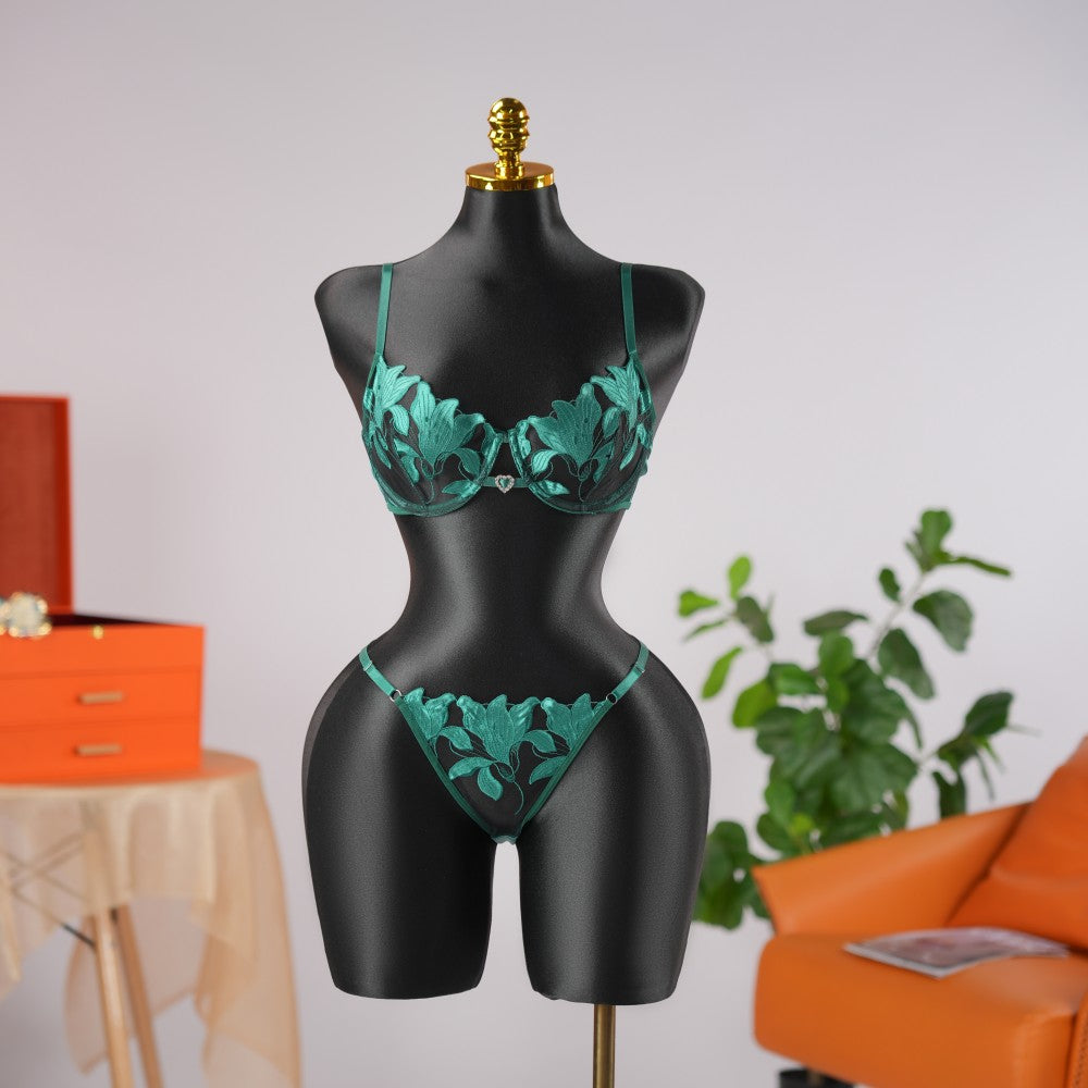 Floral Embroidery Lace Lingerie Set