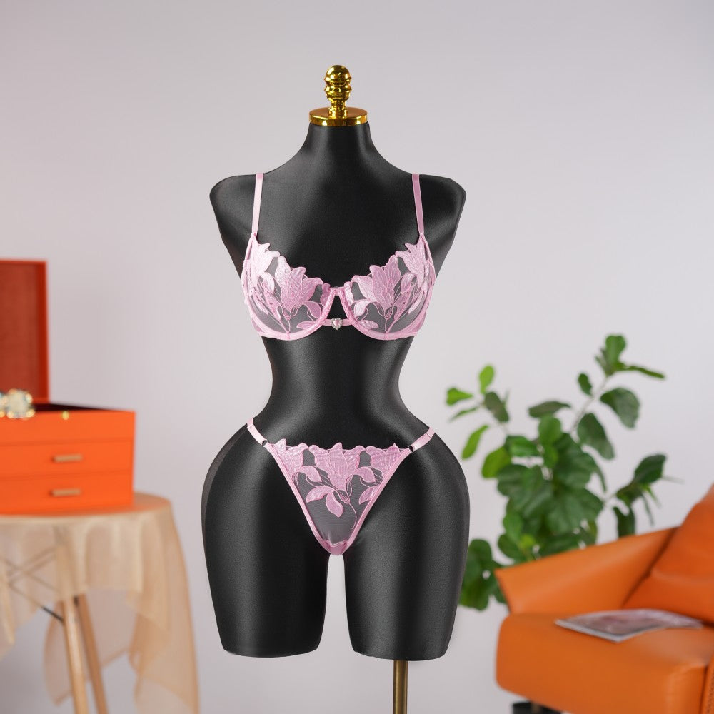Floral Embroidery Lace Lingerie Set