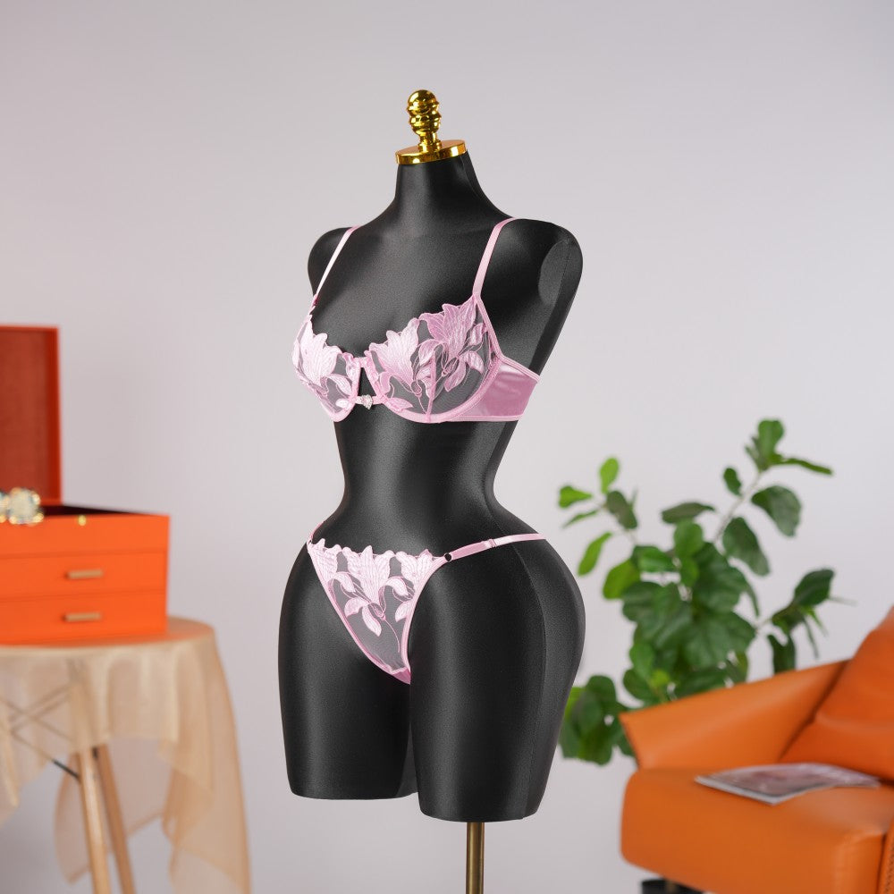Floral Embroidery Lace Lingerie Set