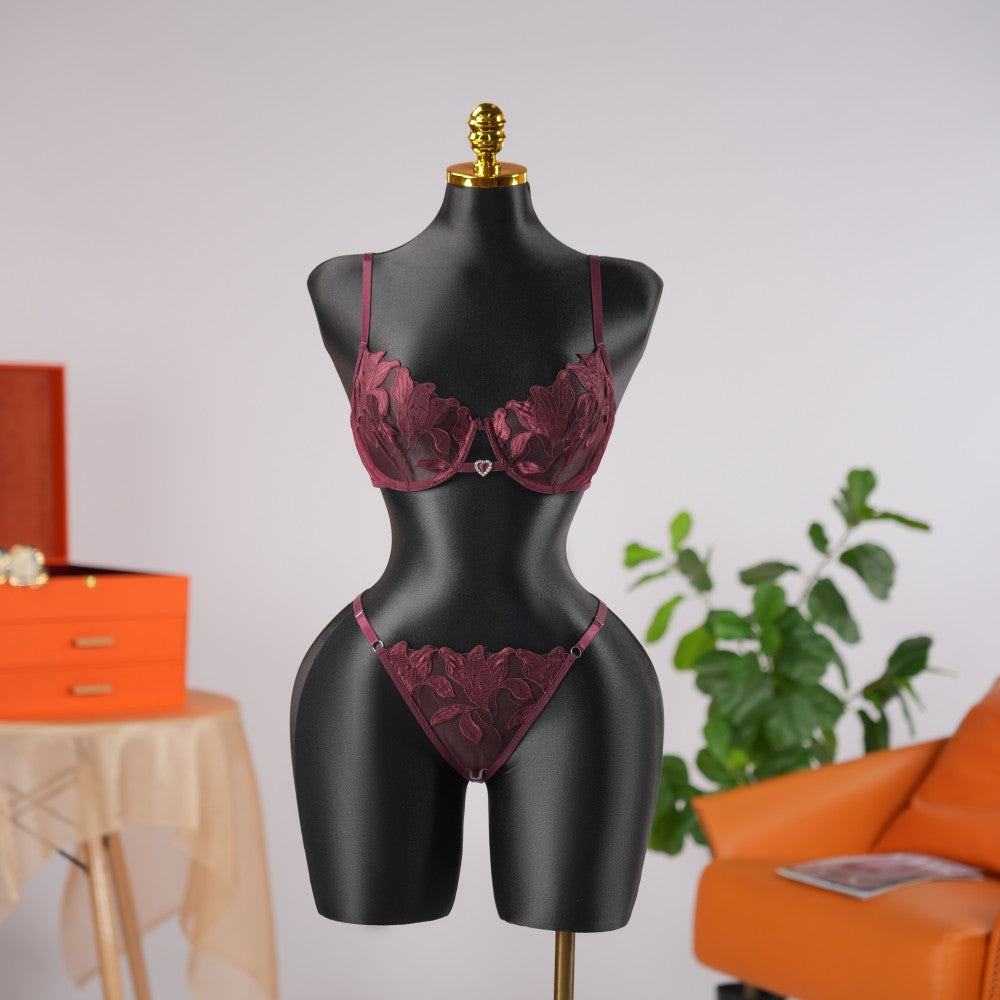 Floral Embroidery Lace Lingerie Set