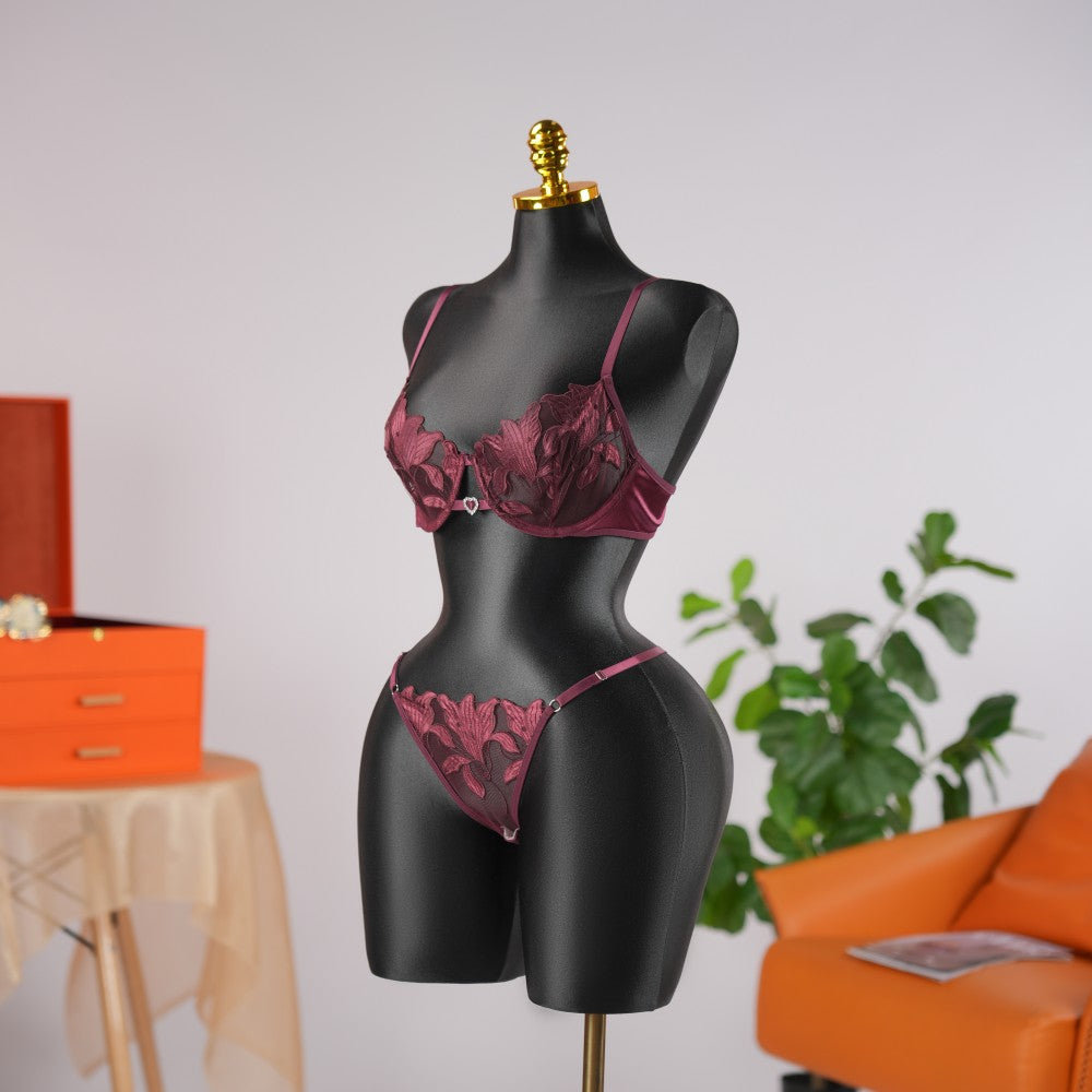 Floral Embroidery Lace Lingerie Set