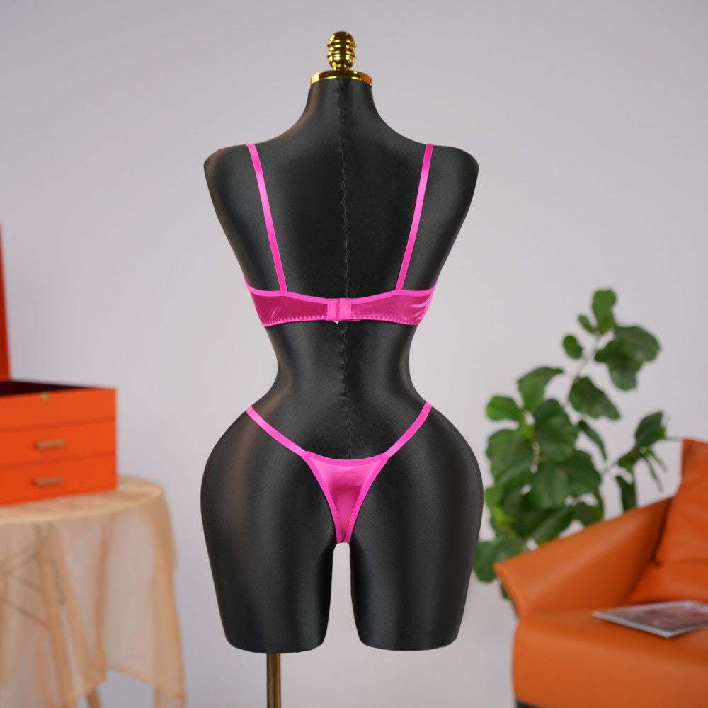 Red Floral Lace Embroidered See-through Bra