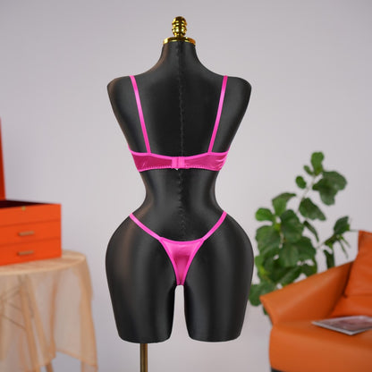 Red Floral Lace Embroidered See-through Bra