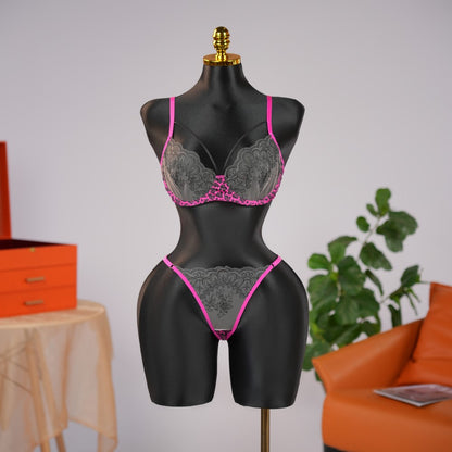 Leopard Floral Embroidery Lace Bra