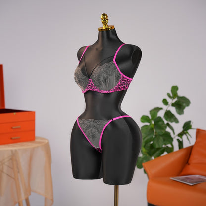 Leopard Floral Embroidery Lace Bra