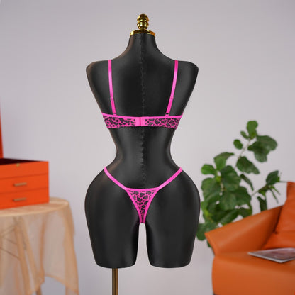 Leopard Floral Embroidery Lace Bra