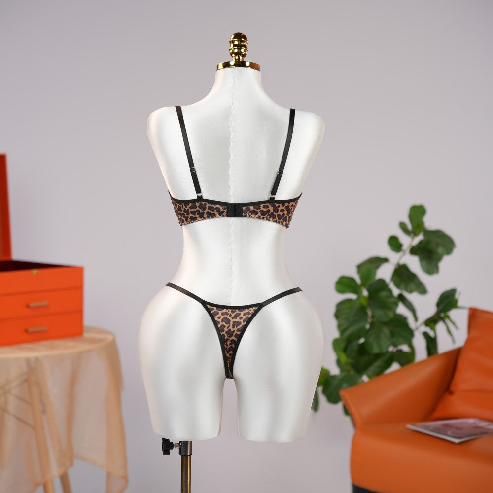 Leopard Lace Embroidered Panty Bra Set