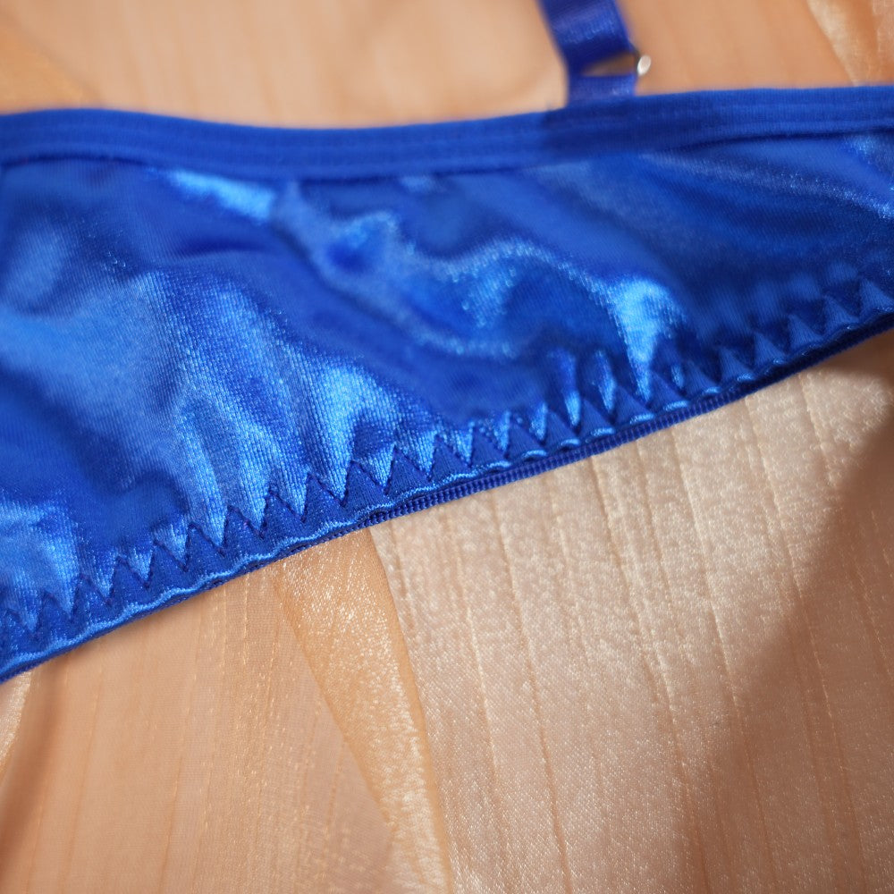 Blue Floral Lace Embroidered See-through Bra